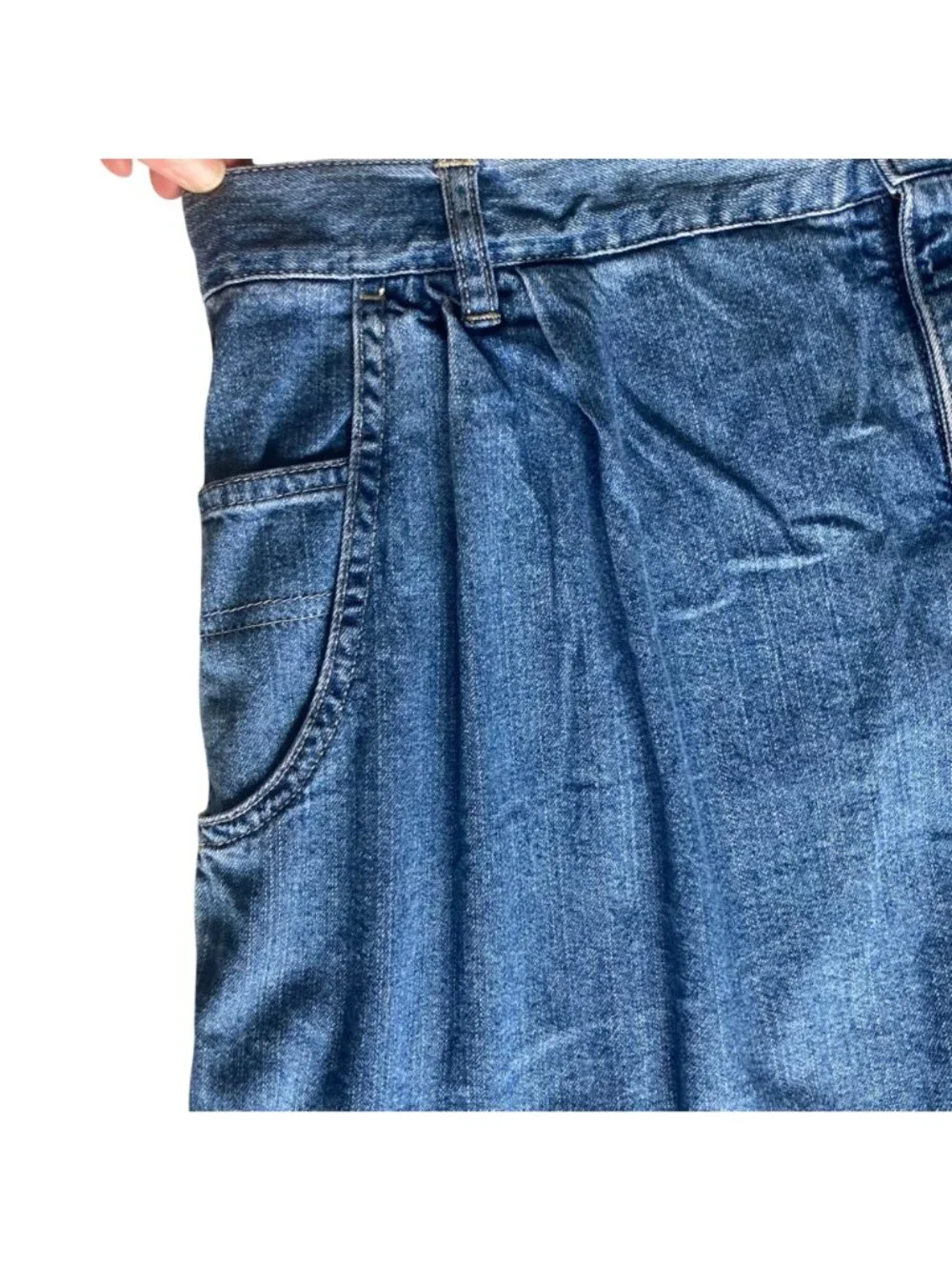 Vintage 90s Faded Glory Denim Shorts Womens 16 High Waisted Pleated 35" Waist - Picture 3 of 10